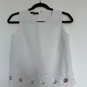 White Sleeveless Top with Circle Cutouts